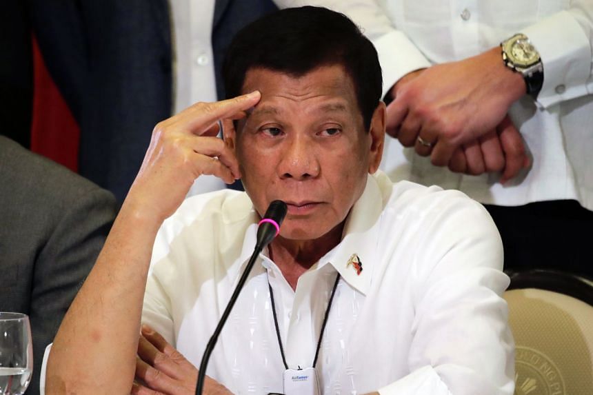 Philippine president Rodrigo Duterte is pictured at a press conference in Manila, March 9, 2020.