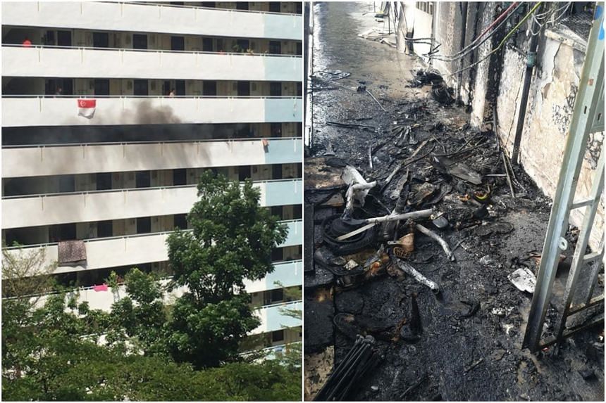The SCDF were alerted to the fire at Block 1 Eunos Crescent at about 3.05pm.