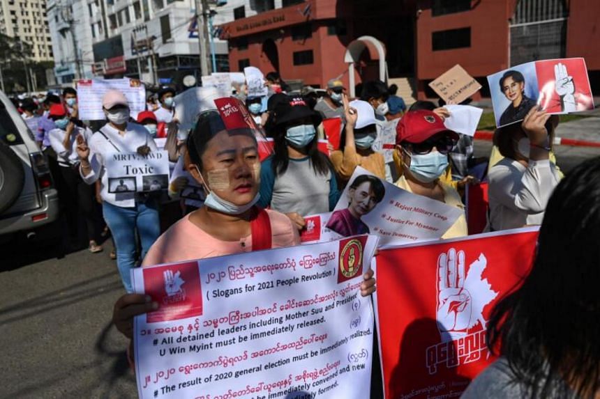 Myanmar Anti Coup Protesters March Again As Us Sanctions Generals Se Asia News Top Stories The Straits Times