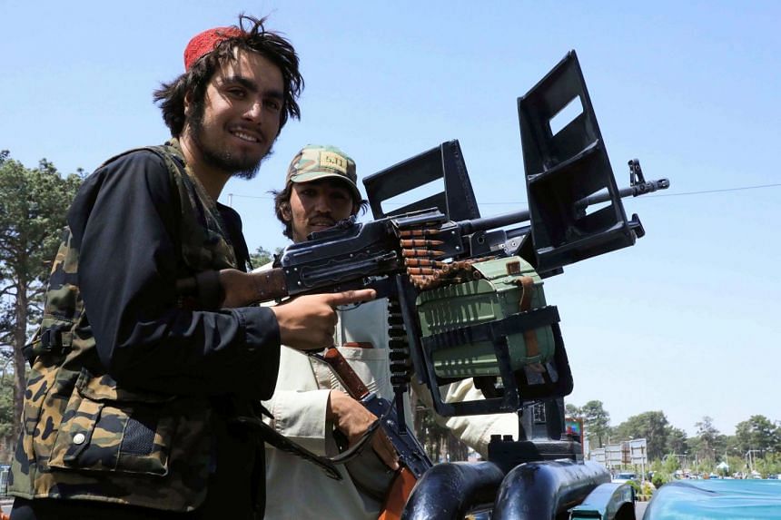 Taleban forces patrol a street in Herat, Afghanistan, on Aug 14, 2021.
