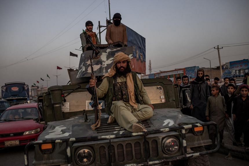 Taleban fighters in Kabul, on Aug 15, 2021.